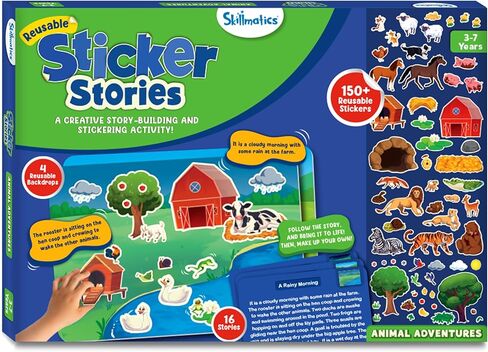 Skillmatics Reusable Stickers - Around Town, Creative Story Building Activity, Mess-Free, Learning & Educational Travel Toy, 150+ Stickers, Preschool Skills, Gifts for Kids Ages 3, 4, 5, 6, 7 in Kuwait