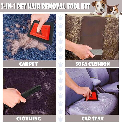 Miyake 3-in-1 Pet Hair Tool Kit-تفاصيل تلقائية ، الأريكة ، الأثاث ، تنظيف الوبر والسجاد ، أداة مزيل الشعر للقطط والكلاب ، مقعد السيارة في تنظيف عميق وأدوات منزلية in Kuwait