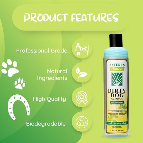 Nature's Choice Dirty Dock Shampoo - شامبو الحيوانات الأليفة الطبيعي للكلاب والقطط والخيول - خالية من القسوة وخالية من المنظفات وغير سامة للشامبو المرطب للحيوانات الأليفة - مركزة 50: 1 (11 أوقية) in Saudi Arabia