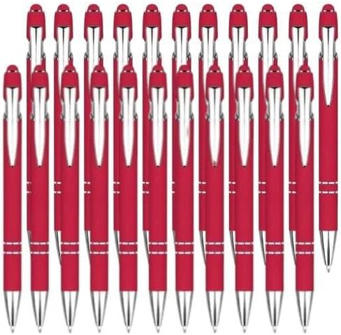 20 Pack Pallpoint Pen 2-in-1 Stylus-قلم وظيفي مزدوج مع قلم شاشة تعمل باللمس والحبر الأسود (الأرجواني) in Kuwait