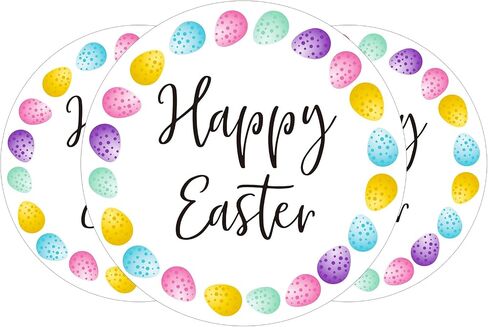 G2PLUS Easter Gift Stickers, 120Pcs Happy Easter Stickers, 2" Round Eggs Label Sticker for Candy Bags, Gift Wrapping, Spring Party Favors in Saudi Arabia