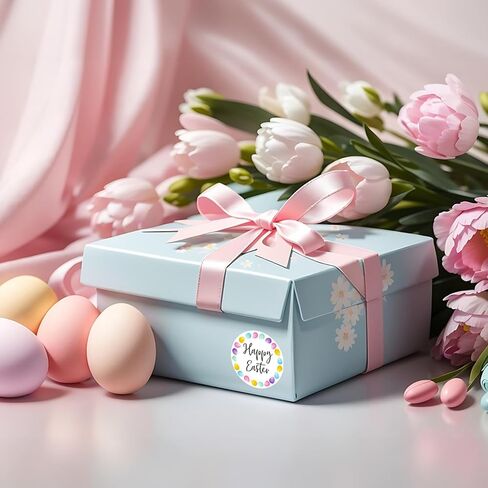 G2PLUS Easter Gift Stickers, 120Pcs Happy Easter Stickers, 2" Round Eggs Label Sticker for Candy Bags, Gift Wrapping, Spring Party Favors in Saudi Arabia