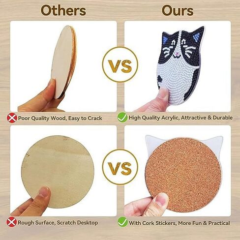 OFDNE Cute Cat Diamond Paintings Kits with Holder,6Pcs DIY Coaster Diamond Art Kits,Full Coasters Diamond Painting Kits Beginners Art Craft Supplies for Adults in Saudi Arabia