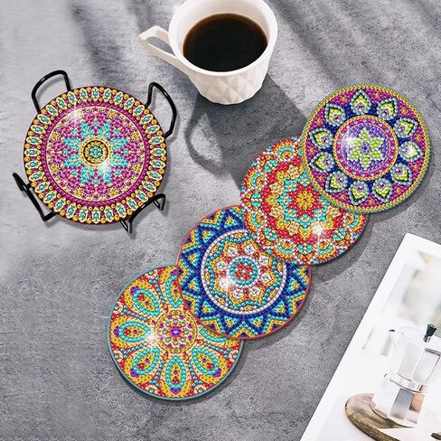 OFDNE Cute Cat Diamond Paintings Kits with Holder,6Pcs DIY Coaster Diamond Art Kits,Full Coasters Diamond Painting Kits Beginners Art Craft Supplies for Adults in Saudi Arabia