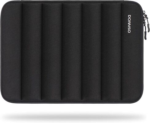 DOMISO 15.6 inch Laptop Sleeve Bag Shockproof Protective Carrying Case Water-Resistant Vertical Stripe Pattern Handbag with Handle Compatible with MacBook/HP/Dell,Black in Kuwait