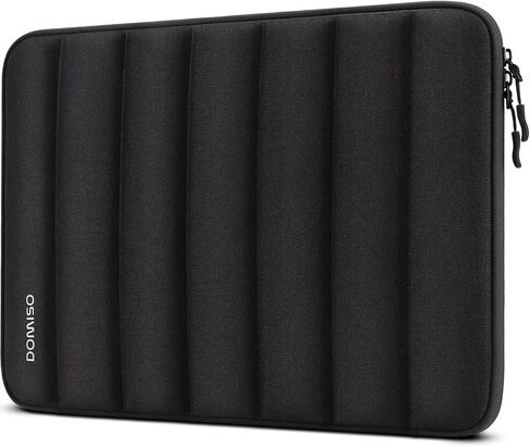 DOMISO 15.6 inch Laptop Sleeve Bag Shockproof Protective Carrying Case Water-Resistant Vertical Stripe Pattern Handbag with Handle Compatible with MacBook/HP/Dell,Black in Kuwait