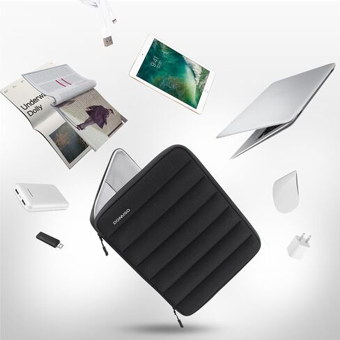 DOMISO 15.6 inch Laptop Sleeve Bag Shockproof Protective Carrying Case Water-Resistant Vertical Stripe Pattern Handbag with Handle Compatible with MacBook/HP/Dell,Black in Kuwait