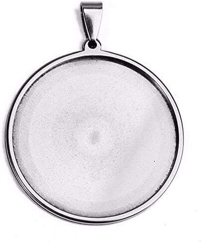 10pcs Stainless Steel 35mm 40mm Round Cabochons Pendant Blank Bezels Oval Cabochons Necklace Base Trays Settings for jewelry Pendant DIY Making (40mm) in Saudi Arabia