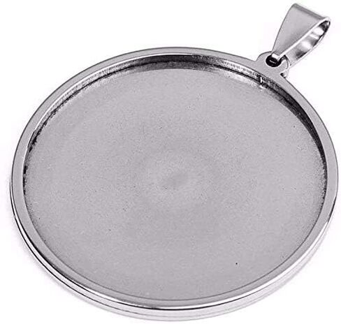 10pcs Stainless Steel 35mm 40mm Round Cabochons Pendant Blank Bezels Oval Cabochons Necklace Base Trays Settings for jewelry Pendant DIY Making (40mm) in Saudi Arabia