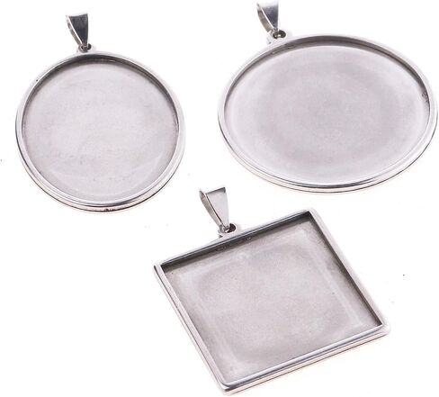 10pcs Stainless Steel 35mm 40mm Round Cabochons Pendant Blank Bezels Oval Cabochons Necklace Base Trays Settings for jewelry Pendant DIY Making (40mm) in Saudi Arabia