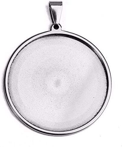 10pcs Stainless Steel 35mm 40mm Round Cabochons Pendant Blank Bezels Oval Cabochons Necklace Base Trays Settings for jewelry Pendant DIY Making (40mm) in Saudi Arabia