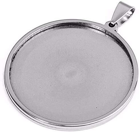 10pcs Stainless Steel 35mm 40mm Round Cabochons Pendant Blank Bezels Oval Cabochons Necklace Base Trays Settings for jewelry Pendant DIY Making (40mm) in Saudi Arabia