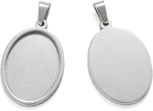 10pcs Stainless Steel 35mm 40mm Round Cabochons Pendant Blank Bezels Oval Cabochons Necklace Base Trays Settings for jewelry Pendant DIY Making (40mm) in Saudi Arabia