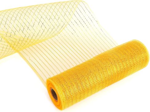 Gold Mesh Ribbon For Wreaths Gold Deco Mesh 10 Inch Rolls Gold Ribbon For Christmas Tree Gold Metallic Ribbon With Gold Metallic Mesh Ribbon Gold Christmas Tree Ribbon Garland 10 Yards Gold Net Ribbon in Kuwait