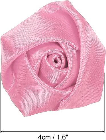 PATIKIL 1.6" Satin Ribbon Roses, 20 Pack Artificial Flowers Roses Heads Handmade Fake Flowers Fabric Flowers for Crafts Wedding Bouquet, Pink in Saudi Arabia
