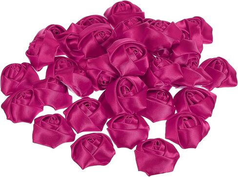 PATIKIL 1.6" Satin Ribbon Roses, 20 Pack Artificial Flowers Roses Heads Handmade Fake Flowers Fabric Flowers for Crafts Wedding Bouquet, Pink in Saudi Arabia