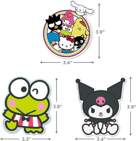 Hallmark Hello Kitty Pack من 3 ملصقات لزجاجات المياه ، والمخططين ، والدفاتر الملاحظات ، والجدار (Hello Kitty و Friends ، و Keroppi ، و Kuromi شارات للأطفال ، والمراهقين ، والبالغين) in Saudi Arabia