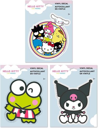 Hallmark Hello Kitty Pack من 3 ملصقات لزجاجات المياه ، والمخططين ، والدفاتر الملاحظات ، والجدار (Hello Kitty و Friends ، و Keroppi ، و Kuromi شارات للأطفال ، والمراهقين ، والبالغين) in Saudi Arabia