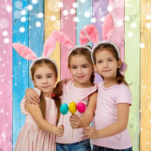 INRUI Colorful Wood Photography Background Easter Pastel Colored Wood Decorations Banner Easter Theme Kids Birthday Baby Shower Party Photo Backdrop (8x6FT) in Saudi Arabia