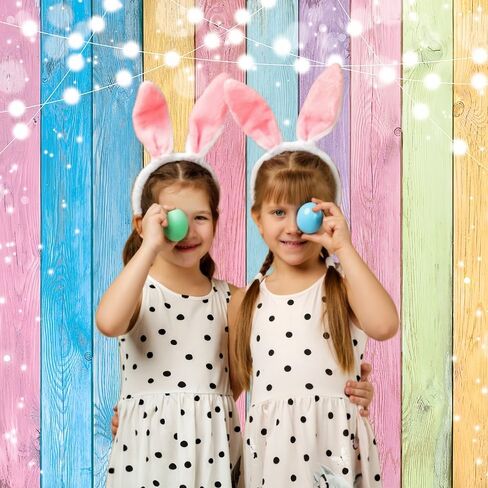 INRUI Colorful Wood Photography Background Easter Pastel Colored Wood Decorations Banner Easter Theme Kids Birthday Baby Shower Party Photo Backdrop (8x6FT) in Saudi Arabia