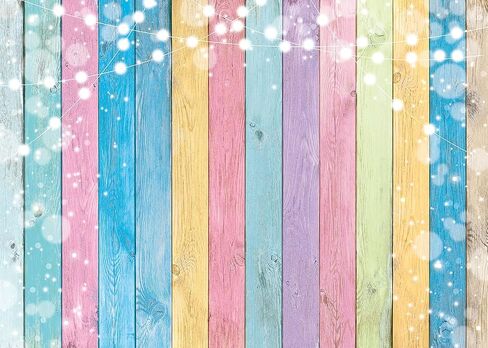 INRUI Colorful Wood Photography Background Easter Pastel Colored Wood Decorations Banner Easter Theme Kids Birthday Baby Shower Party Photo Backdrop (8x6FT) in Saudi Arabia