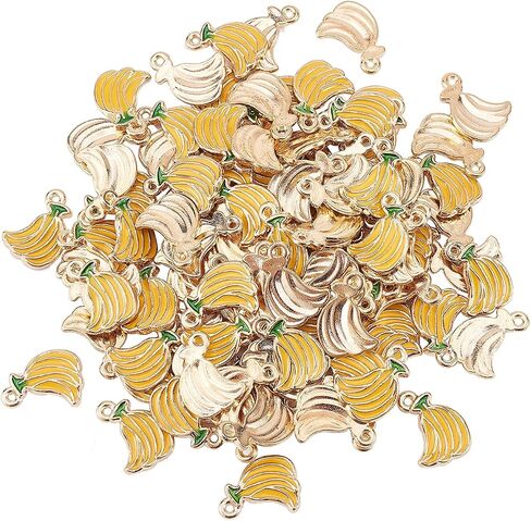Liqunsweet 100 PCS Banana Lightgold Charms Metal Metal Sloy Monamel Dangle Charms لصنع المجوهرات - 15x11mmmm in Kuwait