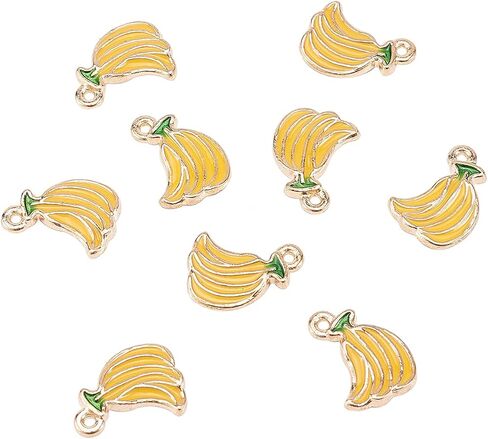 Liqunsweet 100 PCS Banana Lightgold Charms Metal Metal Sloy Monamel Dangle Charms لصنع المجوهرات - 15x11mmmm in Kuwait