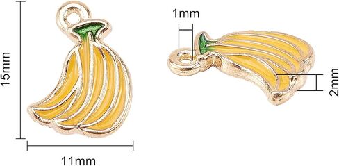 Liqunsweet 100 PCS Banana Lightgold Charms Metal Metal Sloy Monamel Dangle Charms لصنع المجوهرات - 15x11mmmm in Kuwait
