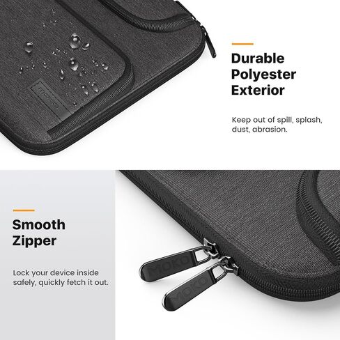 MoKo 13-14 Inch Laptop Sleeve Bag Fits New 13-inch Mac Air M5 & Mac Neo A18 Pro, 14" MacPro M5/M4/M3/M2/M1, 13" Mac Air, Polyester Bag with Double Pockets, Retractable Handle, Black & Gray in Saudi Arabia