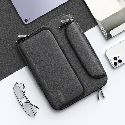 MoKo 13-14 Inch Laptop Sleeve Bag Fits New 13-inch Mac Air M5 & Mac Neo A18 Pro, 14" MacPro M5/M4/M3/M2/M1, 13" Mac Air, Polyester Bag with Double Pockets, Retractable Handle, Black & Gray in Saudi Arabia