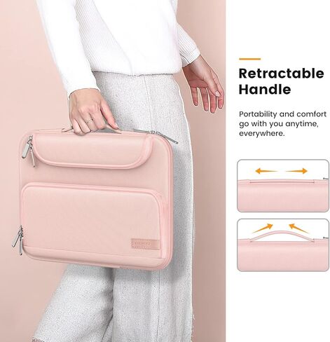 MoKo 13-14 Inch Laptop Sleeve Bag Fits New 13-inch Mac Air M5 & Mac Neo A18 Pro, 14" MacPro M5/M4/M3/M2/M1, 13" Mac Air, Polyester Bag with Double Pockets, Retractable Handle, Black & Gray in Kuwait