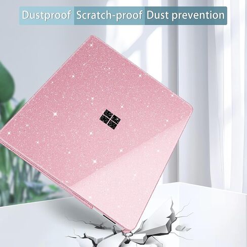 Case for Microsoft Surface Laptop 13.8 inch, 2024 Windows 11 Copilot+ PC, 7th Edition Touchscreen Display, Plastic Hard Shell Case with Keyboard Cover & Screen Protector, Sparkly Pink in Saudi Arabia
