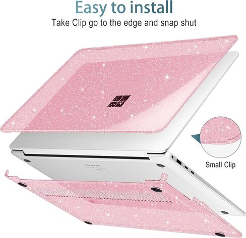Case for Microsoft Surface Laptop 13.8 inch, 2024 Windows 11 Copilot+ PC, 7th Edition Touchscreen Display, Plastic Hard Shell Case with Keyboard Cover & Screen Protector, Sparkly Pink in Saudi Arabia