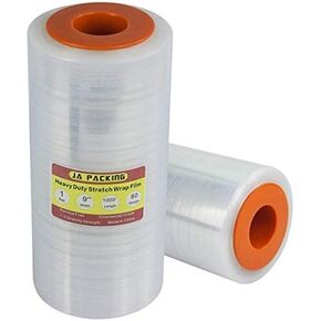 Stretch Film/Wrap Industrial Strength Extra Thick 9" x 1000ft 80 Gauge Clear Cling Mini Durable Shrink Wrap Film Roll Plastic Wrap for Moving Heavy Duty Adhering Packing Heavy Duty Shrink Film
