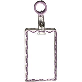 Simple Color Wave Card Holder，Acrylic Transparent Kpop Idol Photocard Holder Cute Love Heart ID Credit Card Sleeve Cover Protector with Pendant Keychain (Pink)