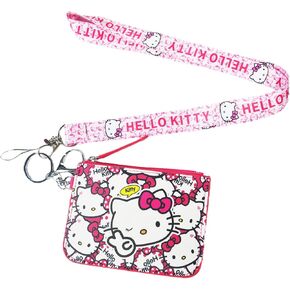 Cat Cute Badge Wallet with Lanyard, ID Card Holder Purse Pouch with Lanyard Card Case Neck Pouch Wallet Durable Card Holder with Zippers for Students Teens Girls Boys