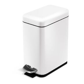 Home Zone Living 1.3 Gallon Bathroom Trash Can with a Lid, Stainless Steel Wastebasket with Slim Shape and Step Pedal for Home and Office, 5 Liter Capacity, Silver