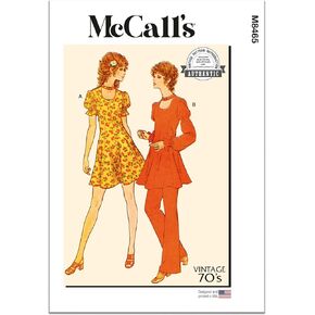 McCall's Vintage 1970's Misses' Dress, Tunic, Pants and Panties Sewing Pattern Packet, Design Code M8465, Sizes 4-6-8-10-12, Multicolor