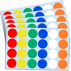 960 Pieces - 1" Colored Dot Stickers, Garage/Yard Sale Price Stickers - 6 Colors
