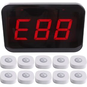 Wireless Calling System, Display Receiver with 10 Waterproof Call Buttons, Caregiver Pager Retaurant Paging System for Restaurants Clinics Hotels Food Truck Church Nursery Hospital