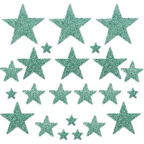 MECCANIXITY 30 Pieces Iron on Patches Star Rhinestone Appliques Glitter Embroidered Patches Pink Iron on Rhinestones for Clothes DIY Crafts Bag Hat Pants in 4 Size