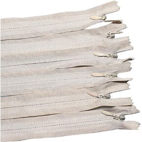 UHANGETH 24pcs 16 Inches 3# Invisible Zippers Apparel Zipper for Sewing, Bags, Apparel, Garments, Clothes, Pillow, Tailor, Craft and Accessories (Beige, 16 Inch)