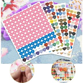 4 Sheet Color Number Stickers, Diamond Dot Number Stickers 447 Labels for Storage Containers Diamond Painting Number Stickers Multi-Colors Apply to Diamond Painting Storage Boxes Color Chart Square
