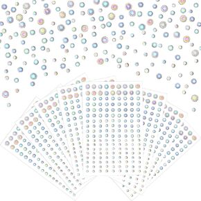 1296 Pieces Clear Dewdrop Droplets Stickers Self-Adhesive Round Water Drops Embellishments Flatback Resin Beads for DIY Scrapbooking Crafts Card Making Decor Accessories