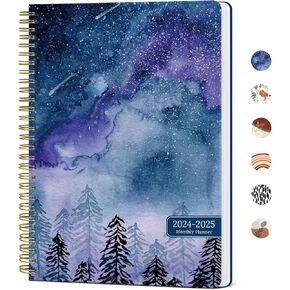 Monthly Planner 2024-2025, 2024 Calendar 18 Months Planner, JUL 2024 - DEC 2025, 7.4" x 9.6", 2024 Planner Spiral Bound, Perfect for School & Office-Starry Night
