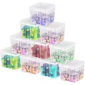 IRIS USA Medium Vertical Storage Container for Home & Office Organization, Big Capacity Stackable Plastic Bin for Stationery, Pantry, Cosmetics & More, Space-Saving Tall Organizer, Clear, Pack of 10