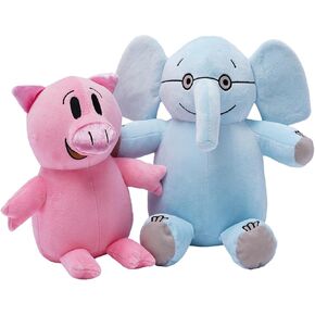 Elephant and Piggie Picture Book Plush Toy Stuffed Elephant Plush Toy Set of 2 (Elephant 13in, Piggy11.8in