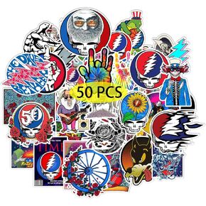 Cartoon Rock Music Band Stickers（50 Pcs，Large Size）. Rock Vinyl Decals Art Decor Gifts Party Supplies for Water Bottles Skateboard Luggage Scrapbook Kids Teens Adult