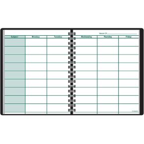 AT-A-GLANCE Teacher Planner, 8-1/4" x 10-7/8", Undated Weekly & Daily Planner, Academic Lesson Plan Book for Family Homeschool Supplies, Agenda with Twin-Wire Binding, Black Leather (8015505)