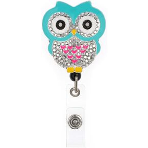 Aquamarine Enamel Cute Owl Retractable ID Badge Reel,Name Card Holder,ID Badge Reel for Nurse